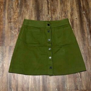 Madewell Skirt Women's 4 Station Mini 60s Style Button Patch Pocket Birch Leaf